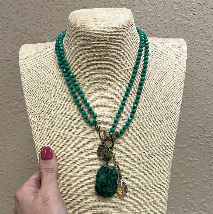 1024- Teal Layer Necklace w/ Tree of Life Pendant