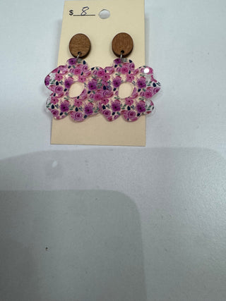 Pink Purple Flowers Earrings