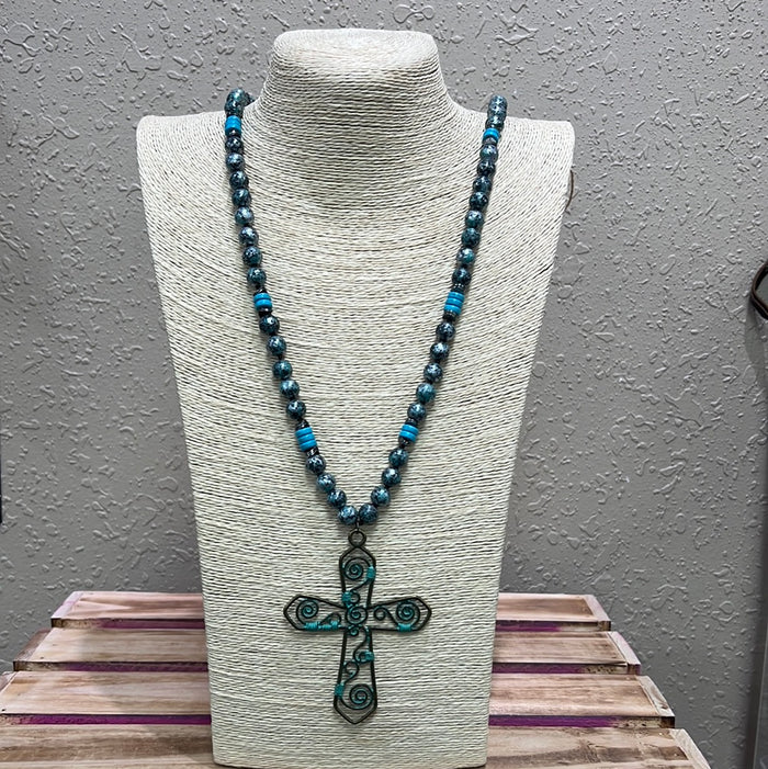 666- Turquoise Cross Necklace