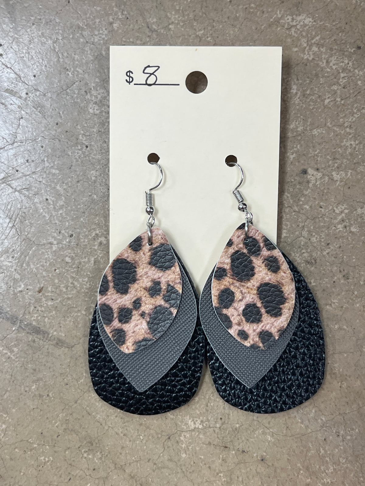 2719- Black Leopard Layer Earrings