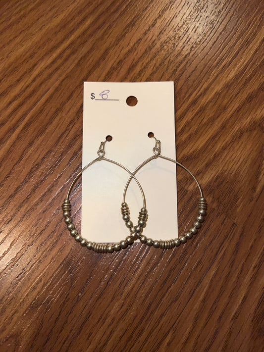 3103- Gold Hoop w/ Beads Earrings