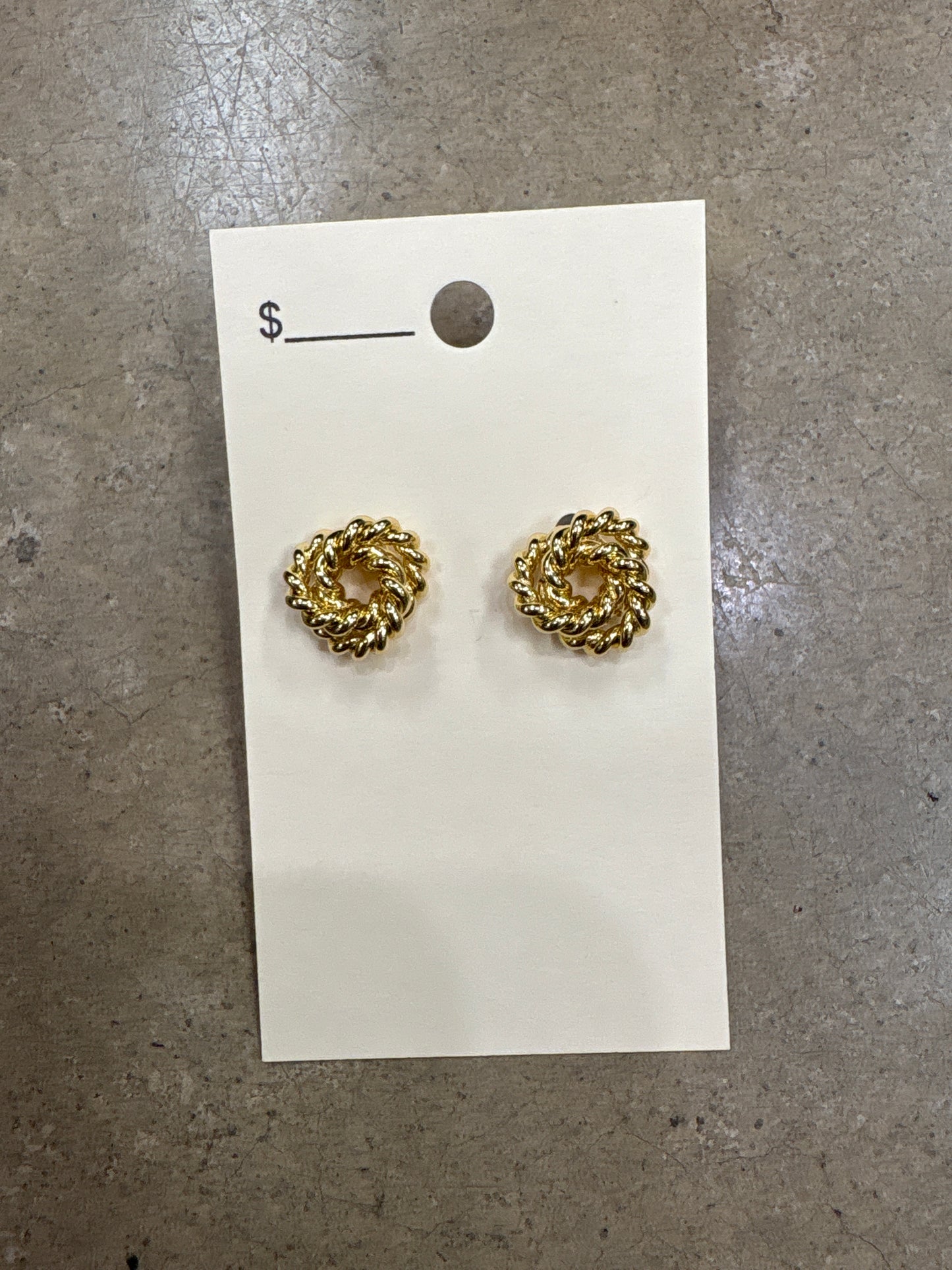 3357- Gold Rope Stud Earrings