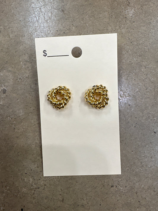 3357- Gold Rope Stud Earrings