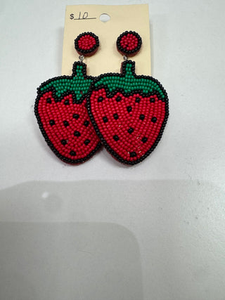 Beaded Strawberry Earrings