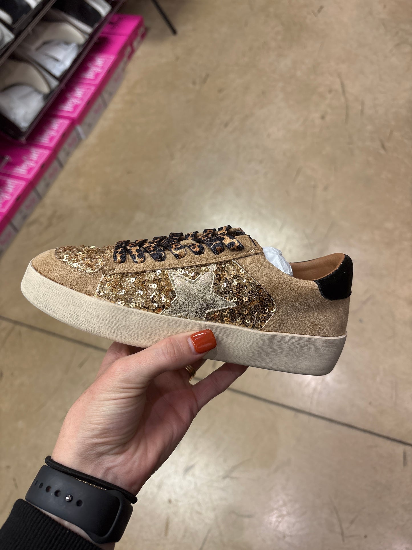 3802- Another Round Gold Sequins Sneakers by Corkys