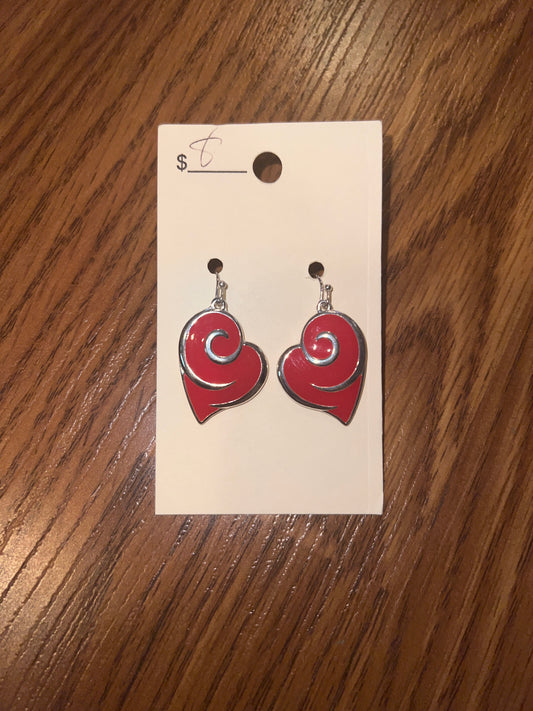 3123- Red Heart Earrings