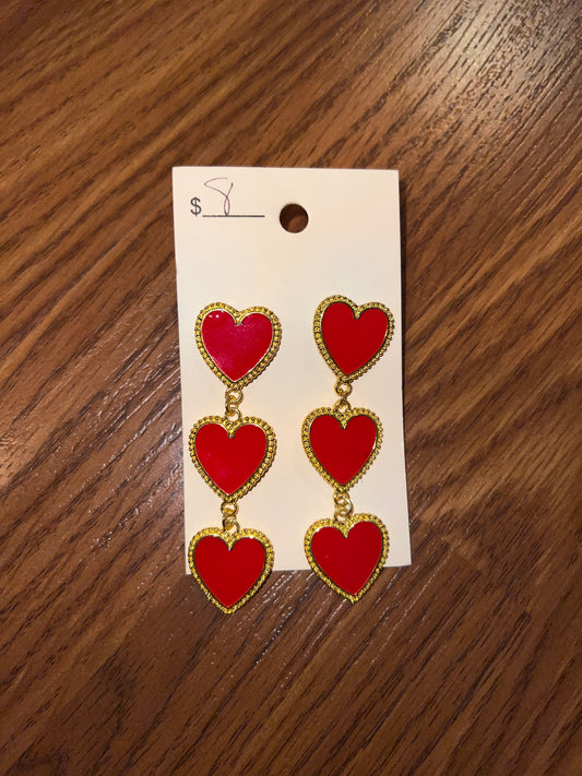 3118- Red Heart Tier Earrings