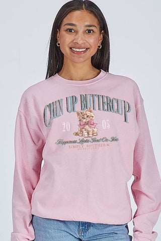 Chin Up Buttercup Crewneck Pullover by Simply Southern