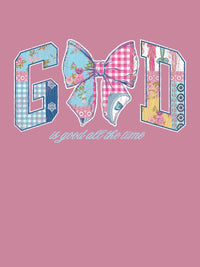God Is Good All The Time Patchwork Bow Crewneck by Simply Southern