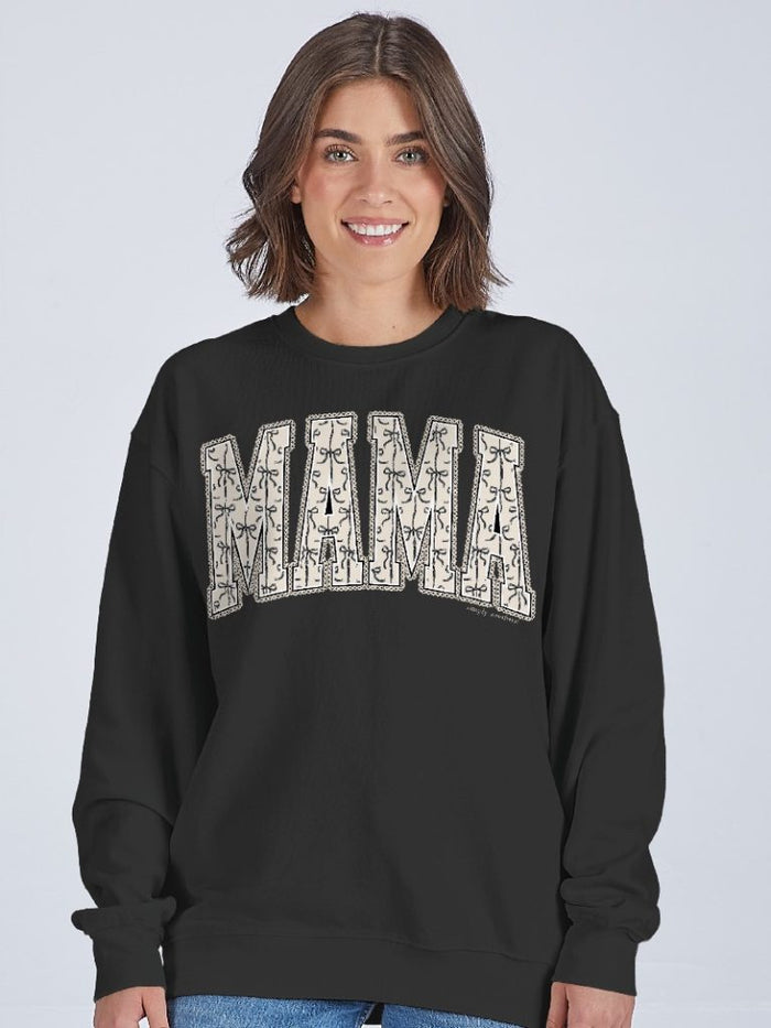 Black Mama Bow Graphic Crewneck Sweatshirt by Simply Southern