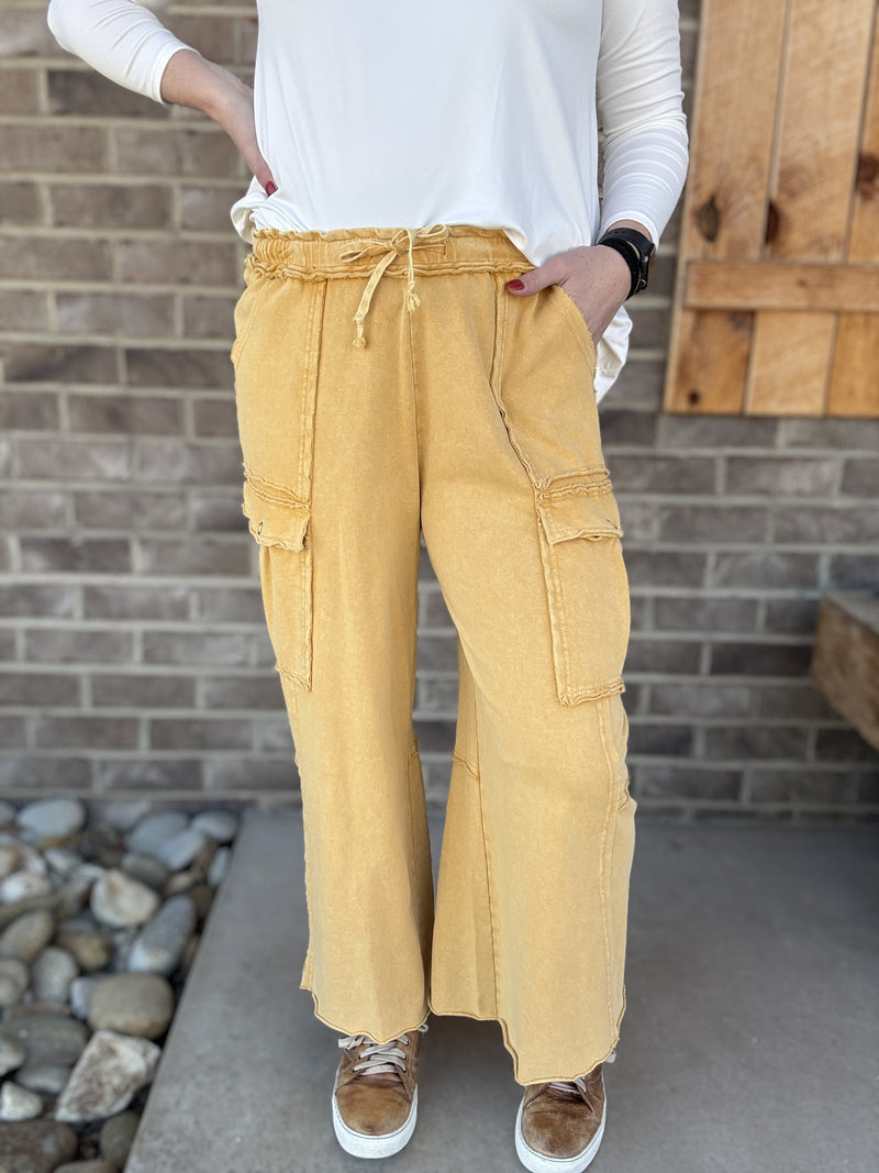 7234- Camel Cargo Pull On Pants