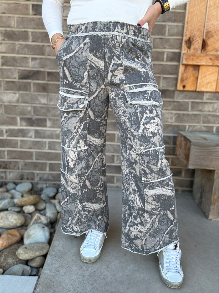 Camouflage Washed Tree Camo Cargo Pants by J. Her