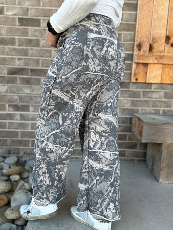 Camouflage Washed Tree Camo Cargo Pants by J. Her