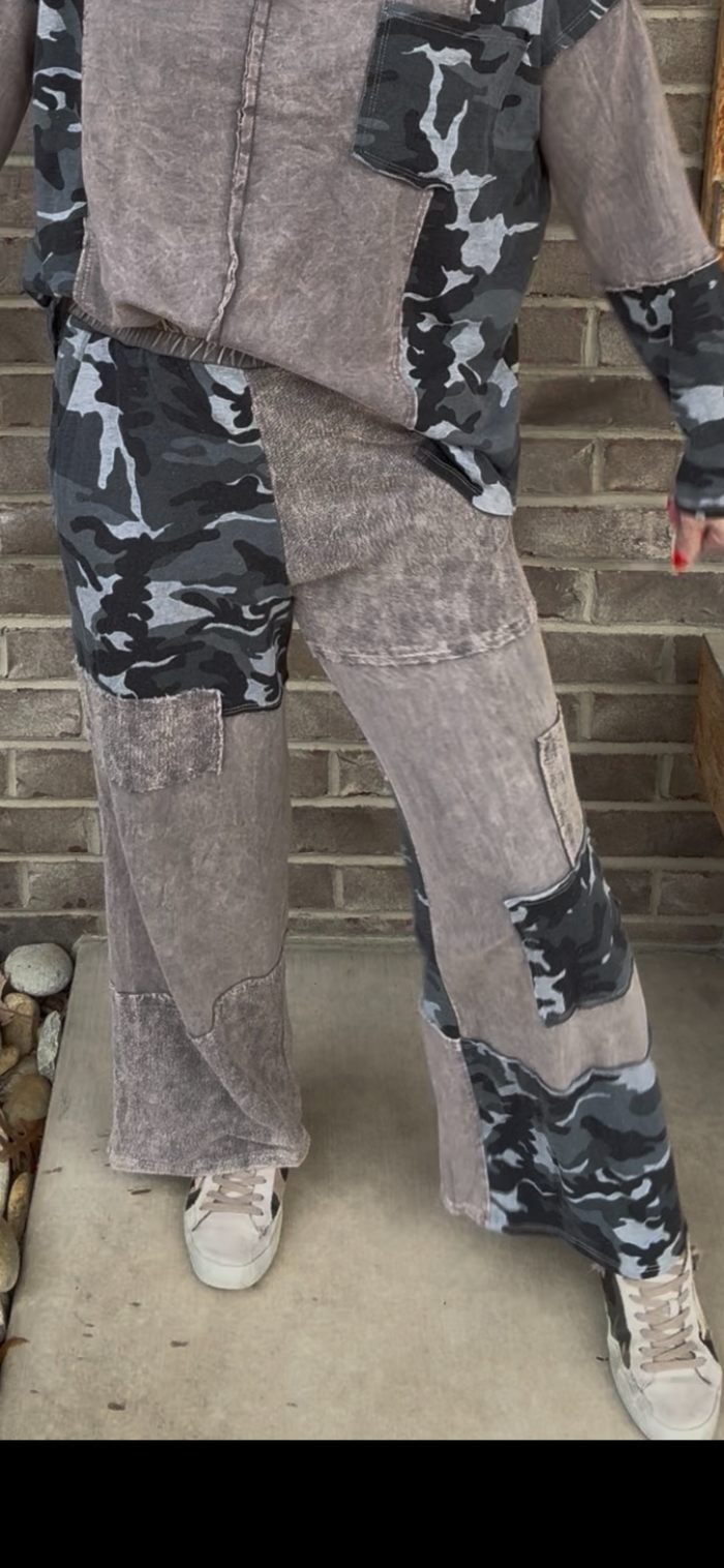 Charcoal Mineral Wash Camouflage PantsTop by J. Her