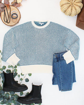 IN STOCK Charlotte Sweater - Teal and Ivory