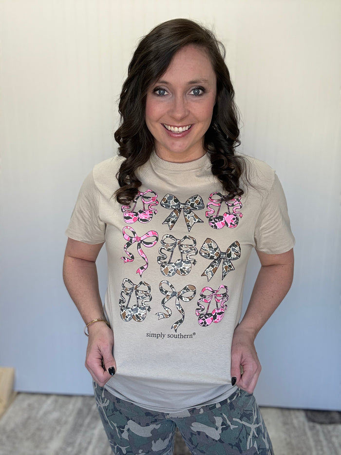 Cherry & Camo Bow Graphic Tee by Simply Southern