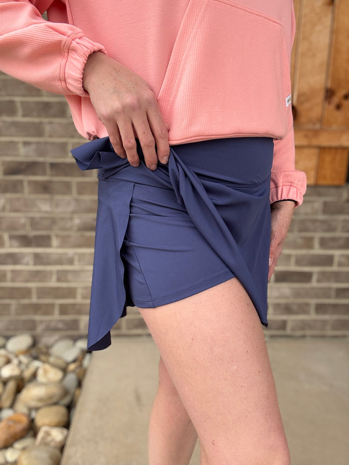 Cobalt Cross Waist Athletic Skort by Simply Southern