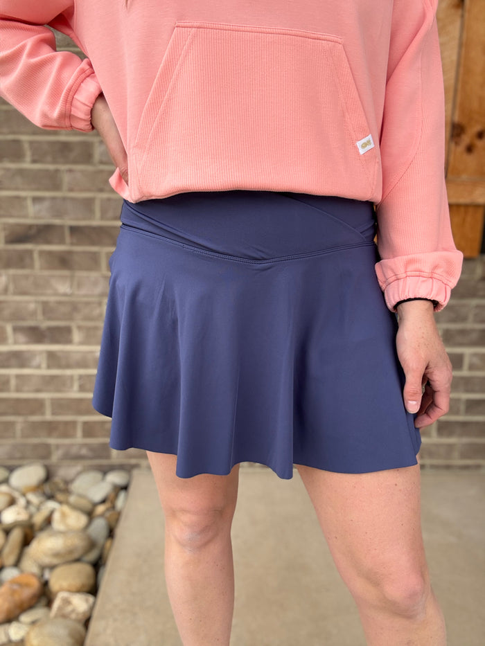 Cobalt Cross Waist Athletic Skort by Simply Southern