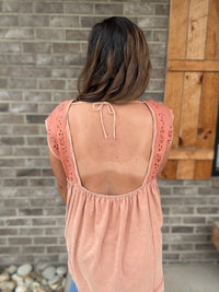 Coral Mineral Wash Embroidery Tunic Top by Oli & Hali
