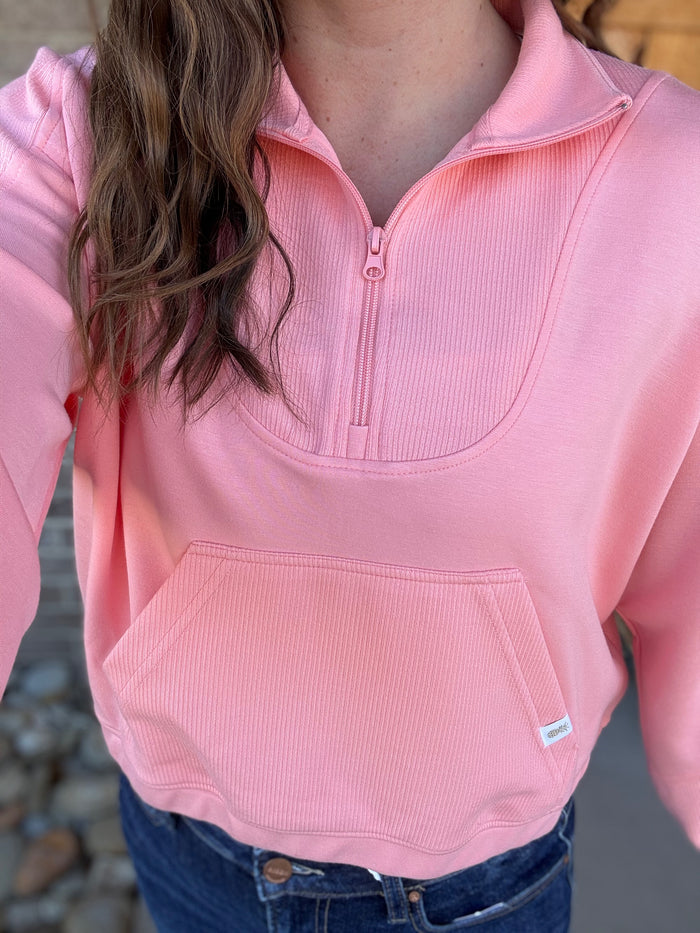 Coral Quarter Zip Pullover by Simply Southern