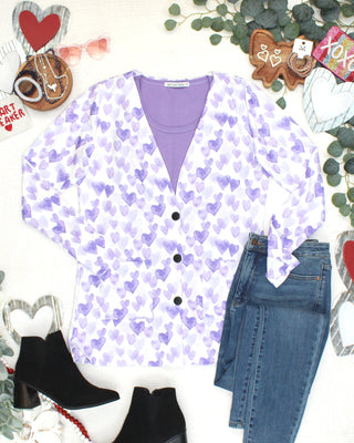 PREBOOK Cori Cardigan - Lavender Hearts