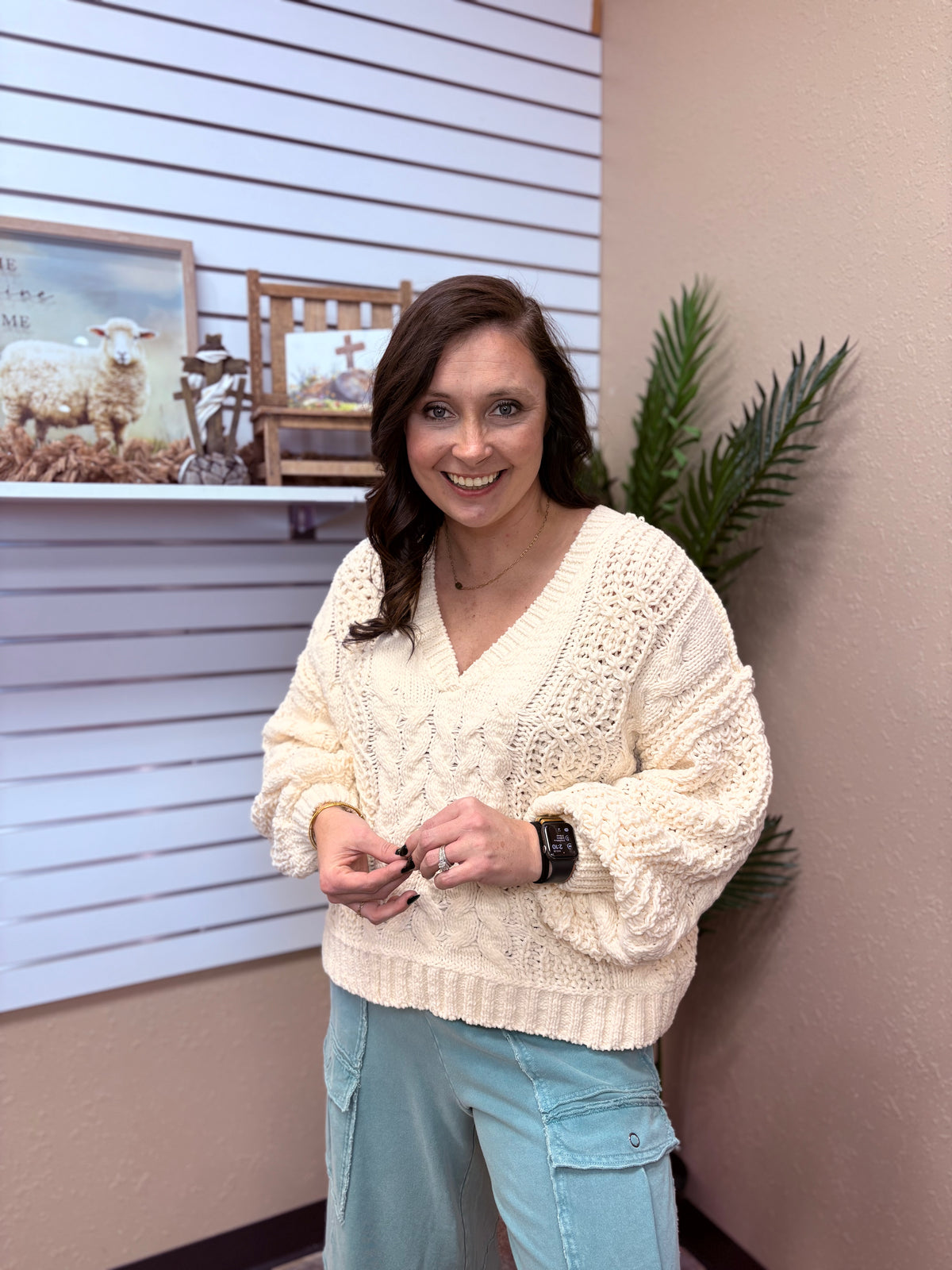 Cream Cable Knit Sweater by POL