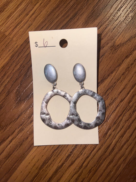 3140- Silver Hammered Earrings