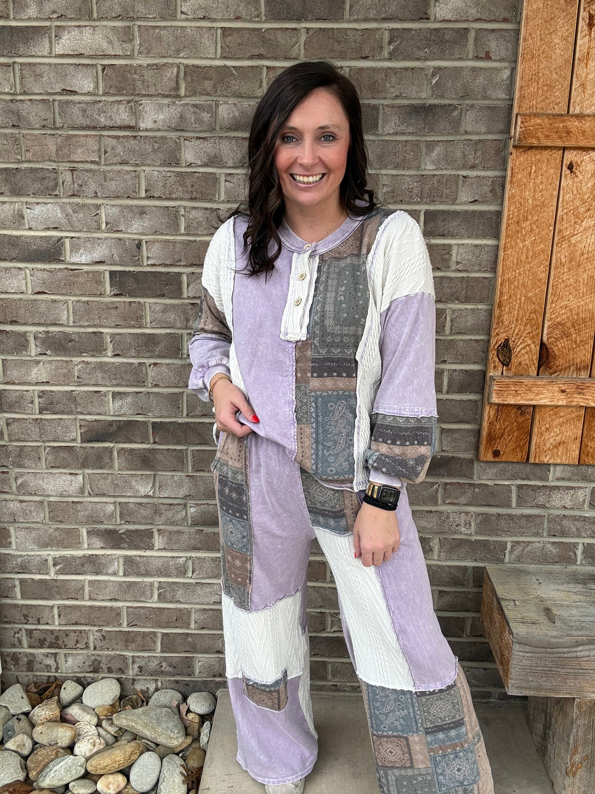 Moonbeam Mineral Washed Bandana Patchwork Pants by J. Her