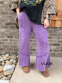 Exposed-Seam Flare Hem Pants with Pockets by Zenana *MULTIPLE COLORS*