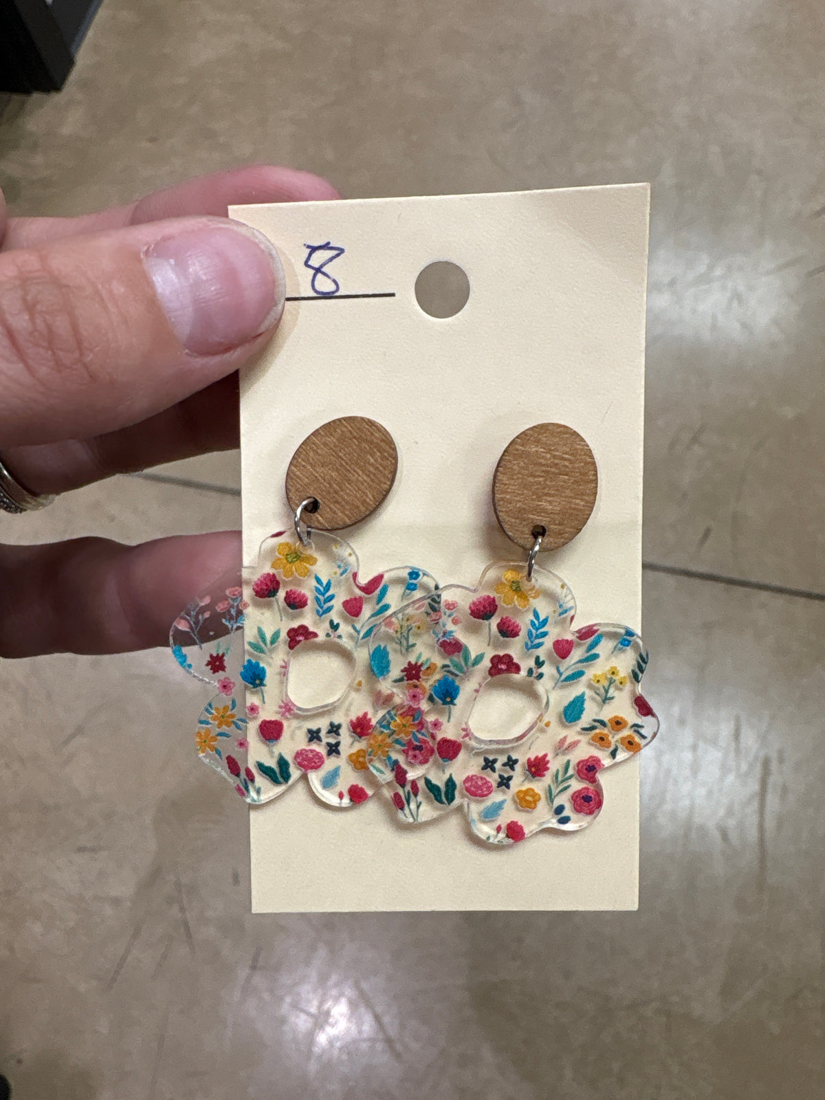 Clear Pink, Green, and Blue Floral Daisy Earrings