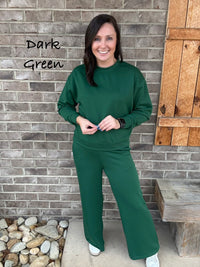 Scuba Cuffed Crewneck Pullover & Pants Set by Zenana *MULTIPLE COLORS*