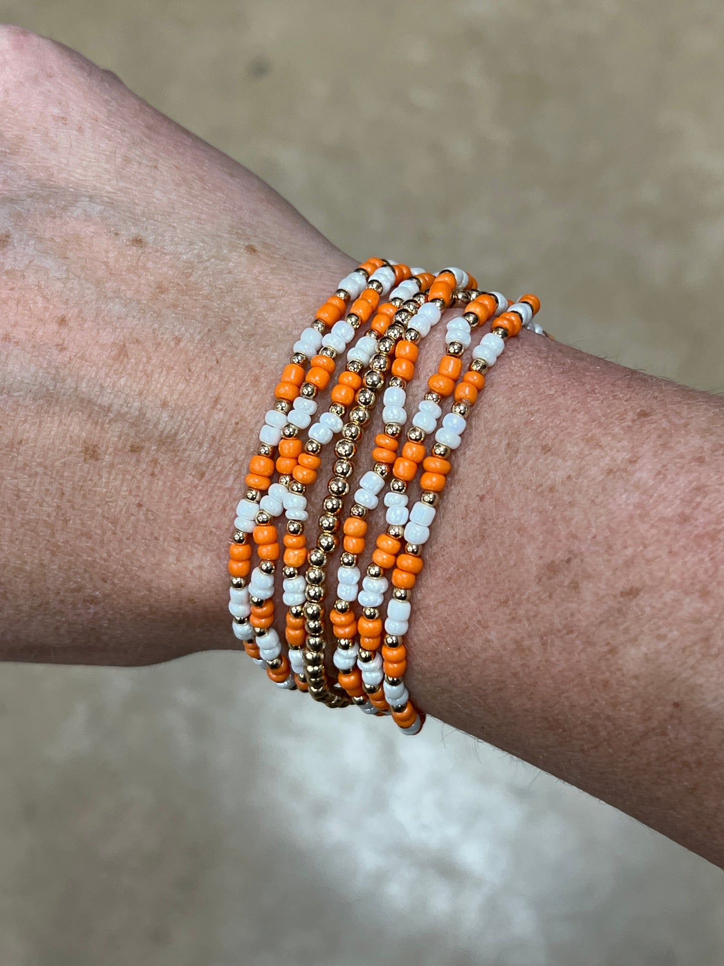 3311- Orange & White Seed Bead Bracelet Set *TN COLLECTION*