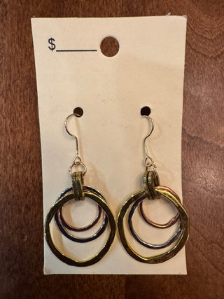 Silver, Gold, Rose Gold Round Dangle Earrings