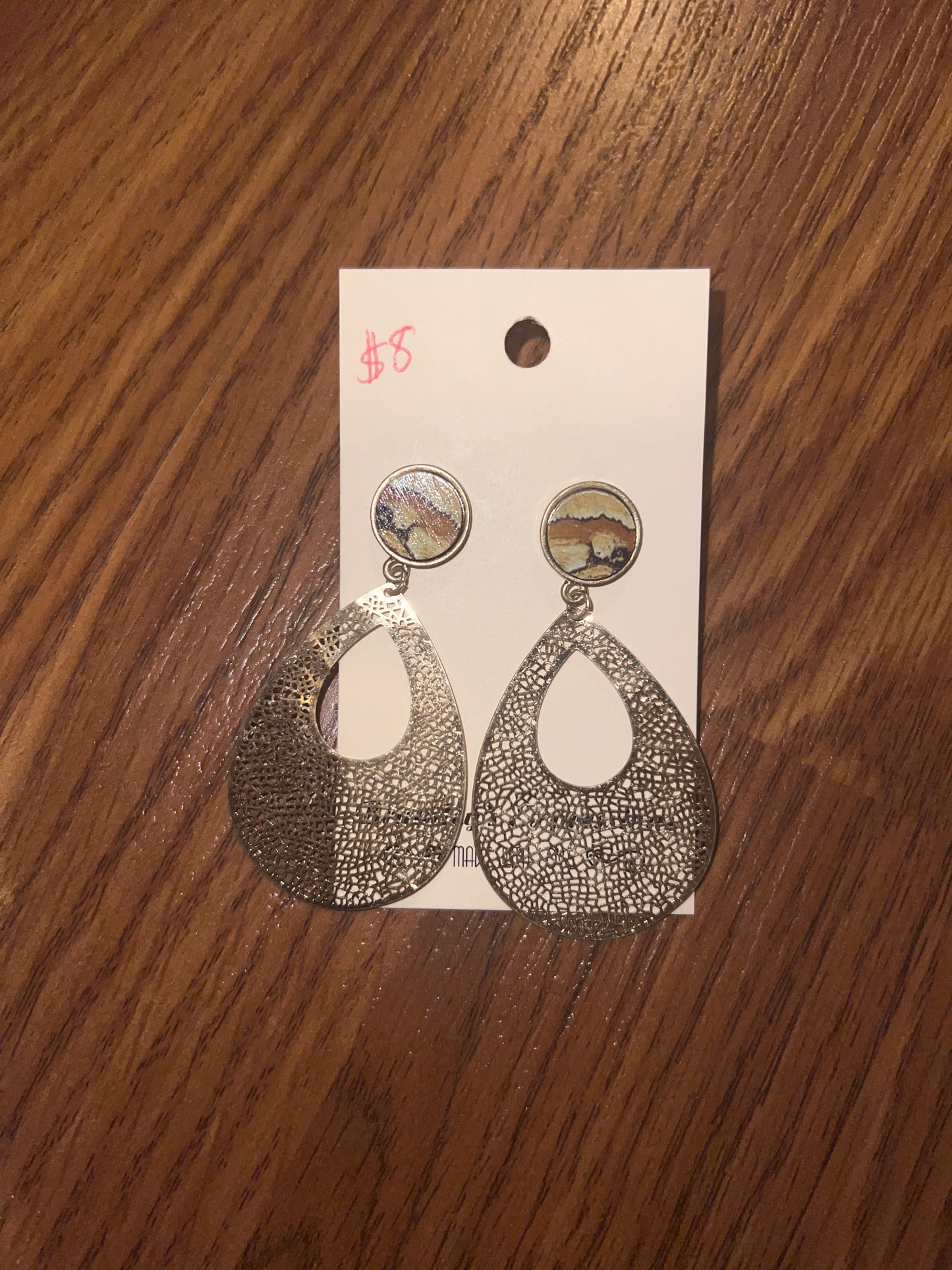 3122- Gold Teardrop Post Back Earrings