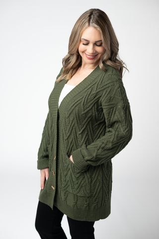 IN STOCK Brooks Button Sweater Cardigan - Olive