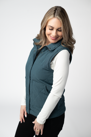 09.09 EN ROUTE Remy Zip Up Vest - Teal