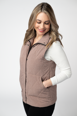 09.09 EN ROUTE Remy Zip Up Vest - Chestnut