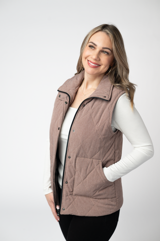 09.09 EN ROUTE Remy Zip Up Vest - Chestnut