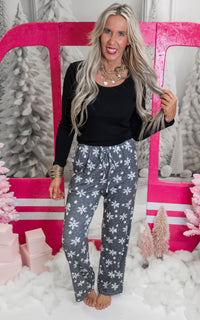 Black Snowflake Pajama Pant Set by Salty Wave (TOP & BOTTOM) * *DEAL*