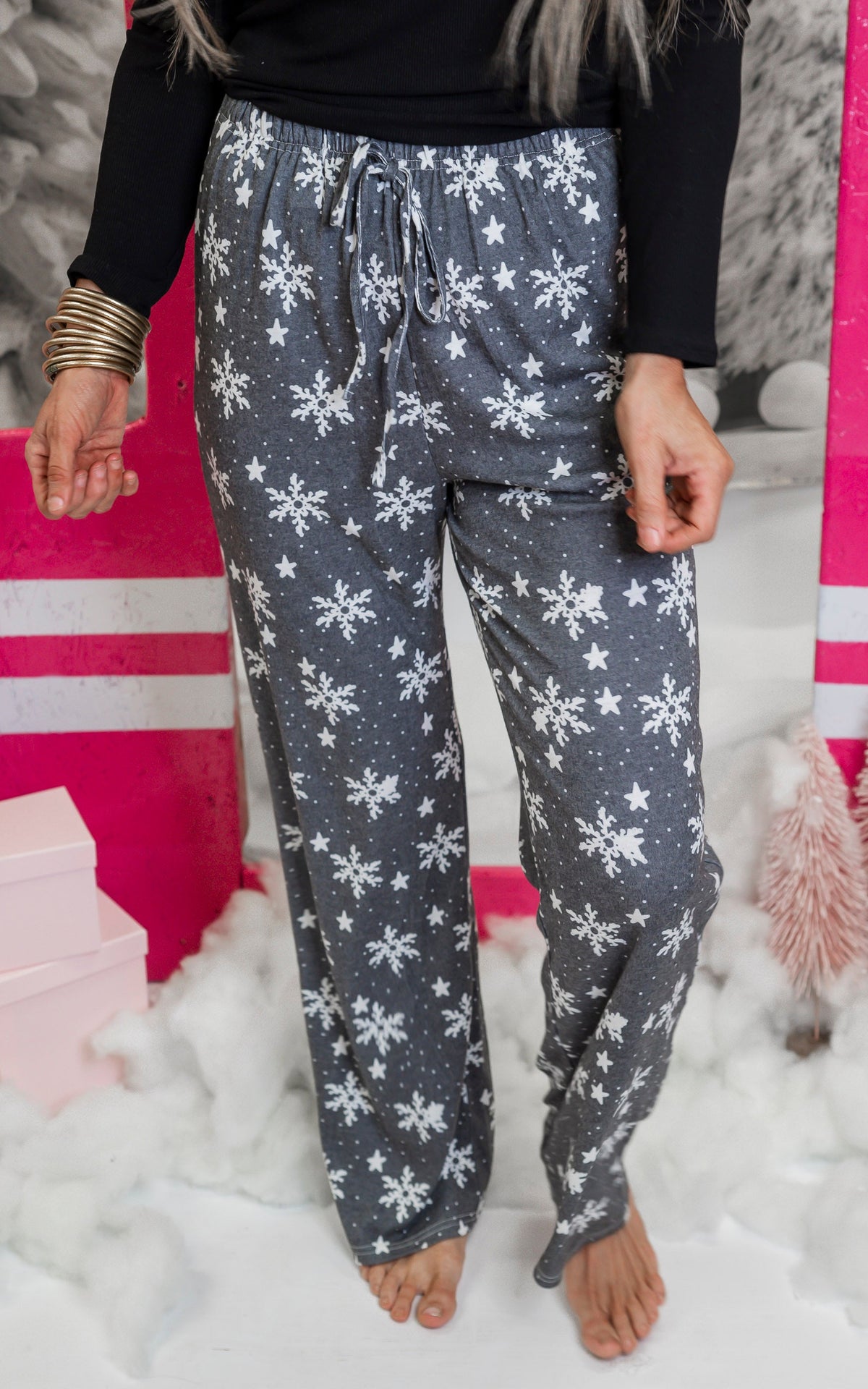 Black Snowflake Pajama Pant Set by Salty Wave (TOP & BOTTOM) * *DEAL*