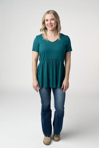 IN STOCK Sarah Ruffle Short Sleeve - Teal