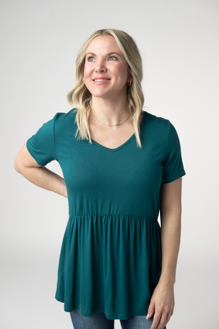 IN STOCK Sarah Ruffle Short Sleeve - Teal