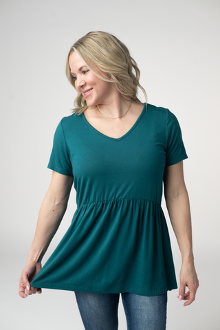 IN STOCK Sarah Ruffle Short Sleeve - Teal