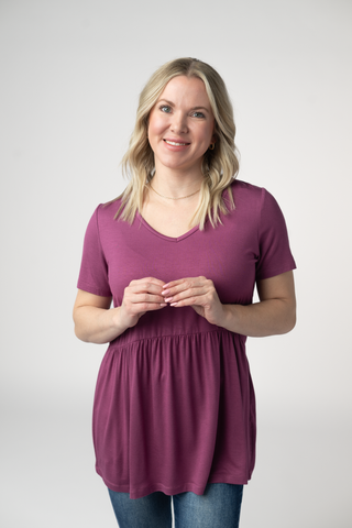 IN STOCK Sarah Ruffle Short Sleeve - Mulberry