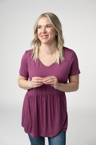 IN STOCK Sarah Ruffle Short Sleeve - Mulberry