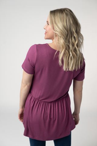 IN STOCK Sarah Ruffle Short Sleeve - Mulberry