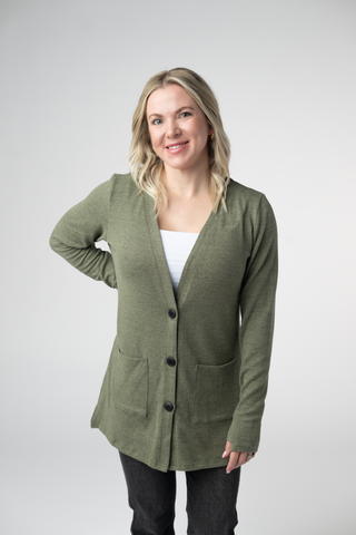 IN STOCK Cori Cardigan - Heathered Olive