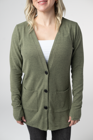 IN STOCK Cori Cardigan - Heathered Olive