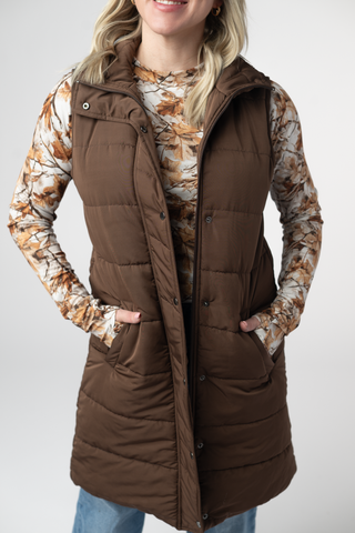 IN STOCK Harlow Long Vest - Brown