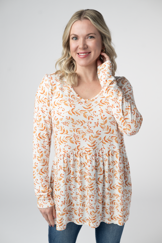 09.02 EN ROUTE Long Sleeve Sarah Ruffle Top - Autumn Vines